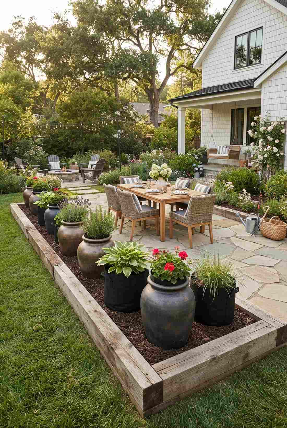 container lined raised bed border