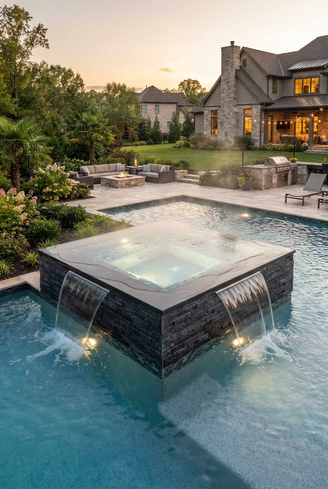 elevated perimeter overflow spa
