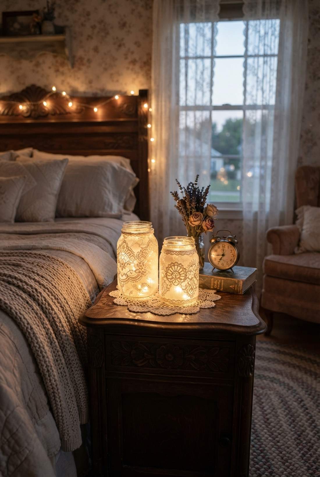 lace overlay romantic jars