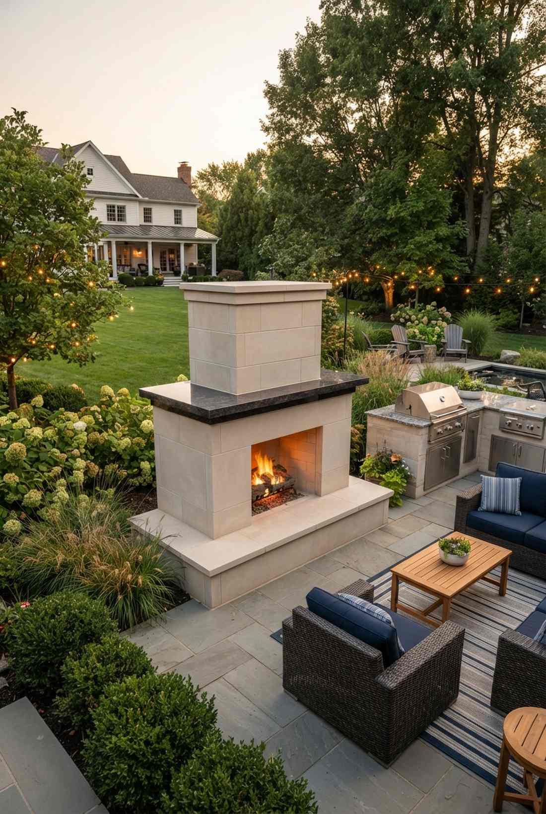 limestone and granite contemporary stone fireplace
