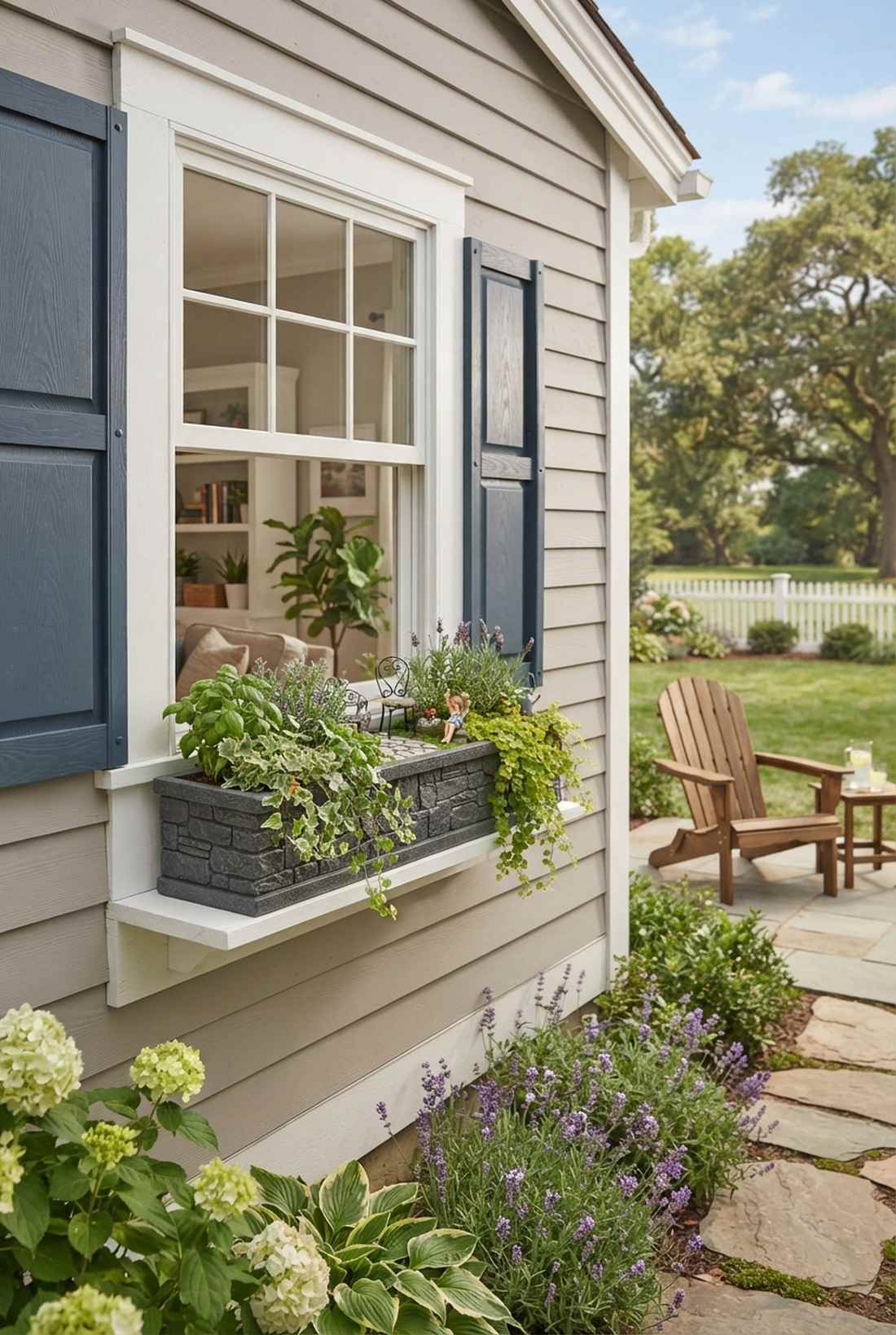 narrow rectangular window box