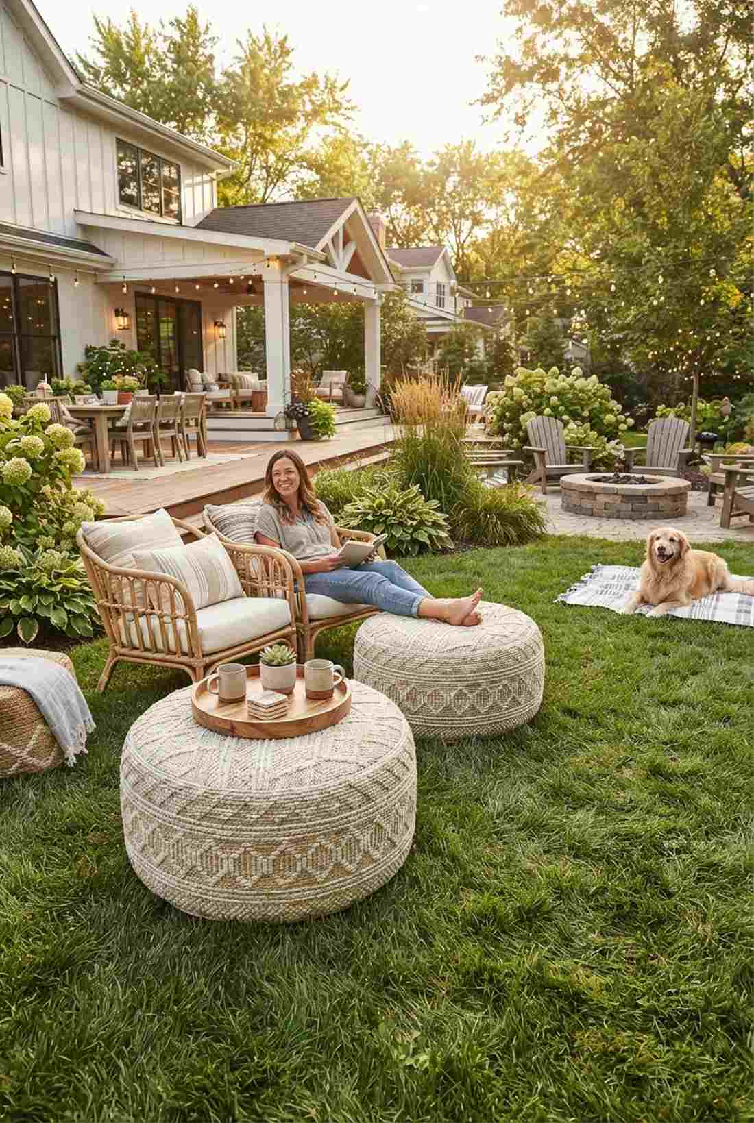 round pouf ottomans
