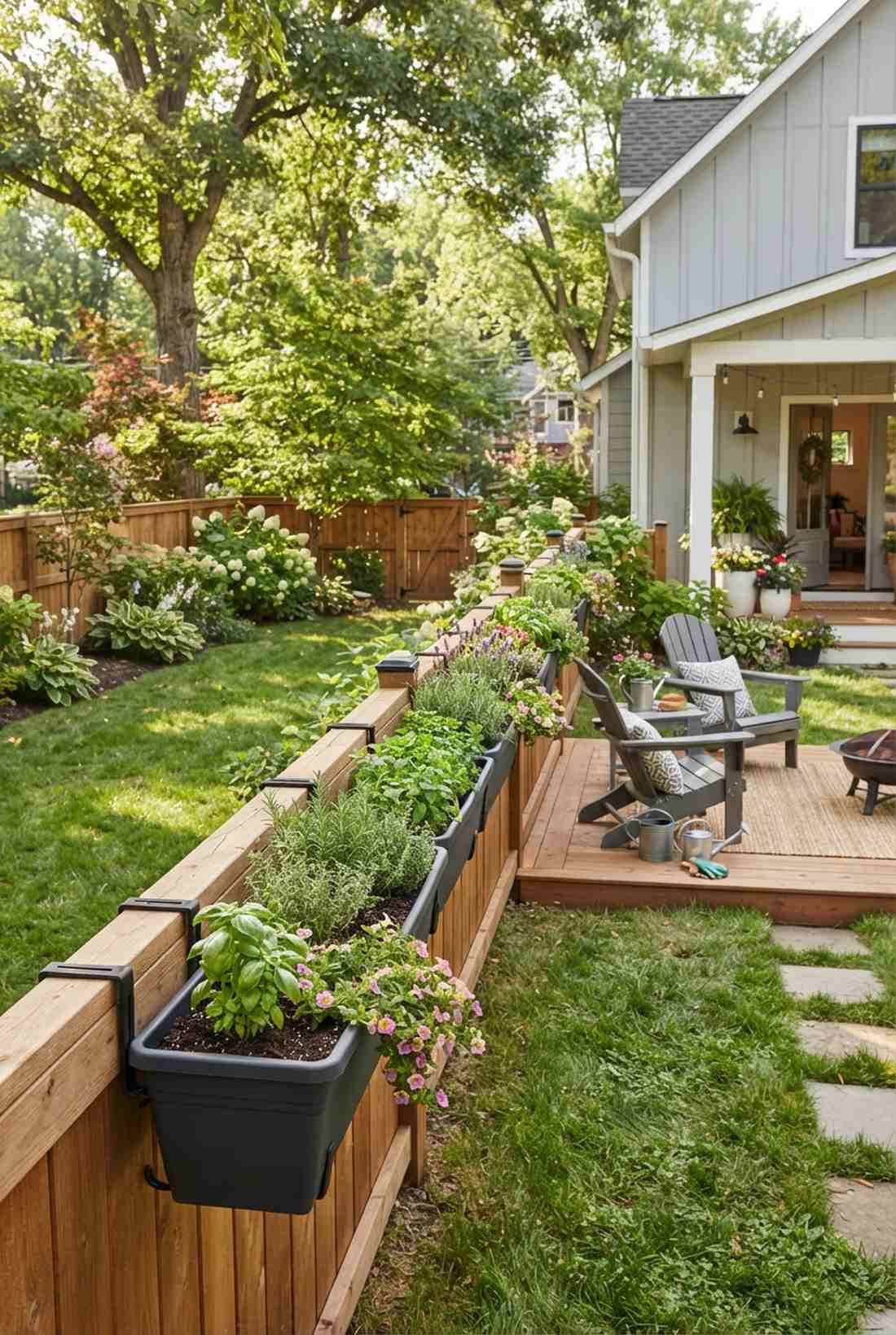 wooden fence rail boxes